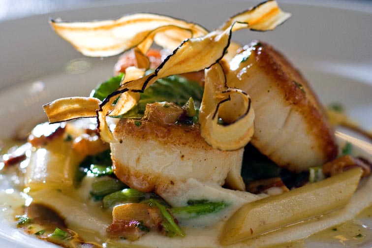 Caramelized sea scallops and salsify